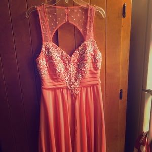 Pink floor length prom dress